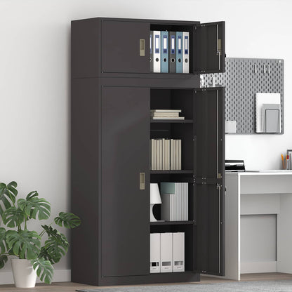 Storage Cabinet 2 pcs Black 80 x 40 x 180 cm Steel Lockable