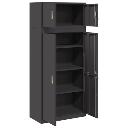 Storage Cabinet 2 pcs Black 80 x 40 x 180 cm Steel Lockable