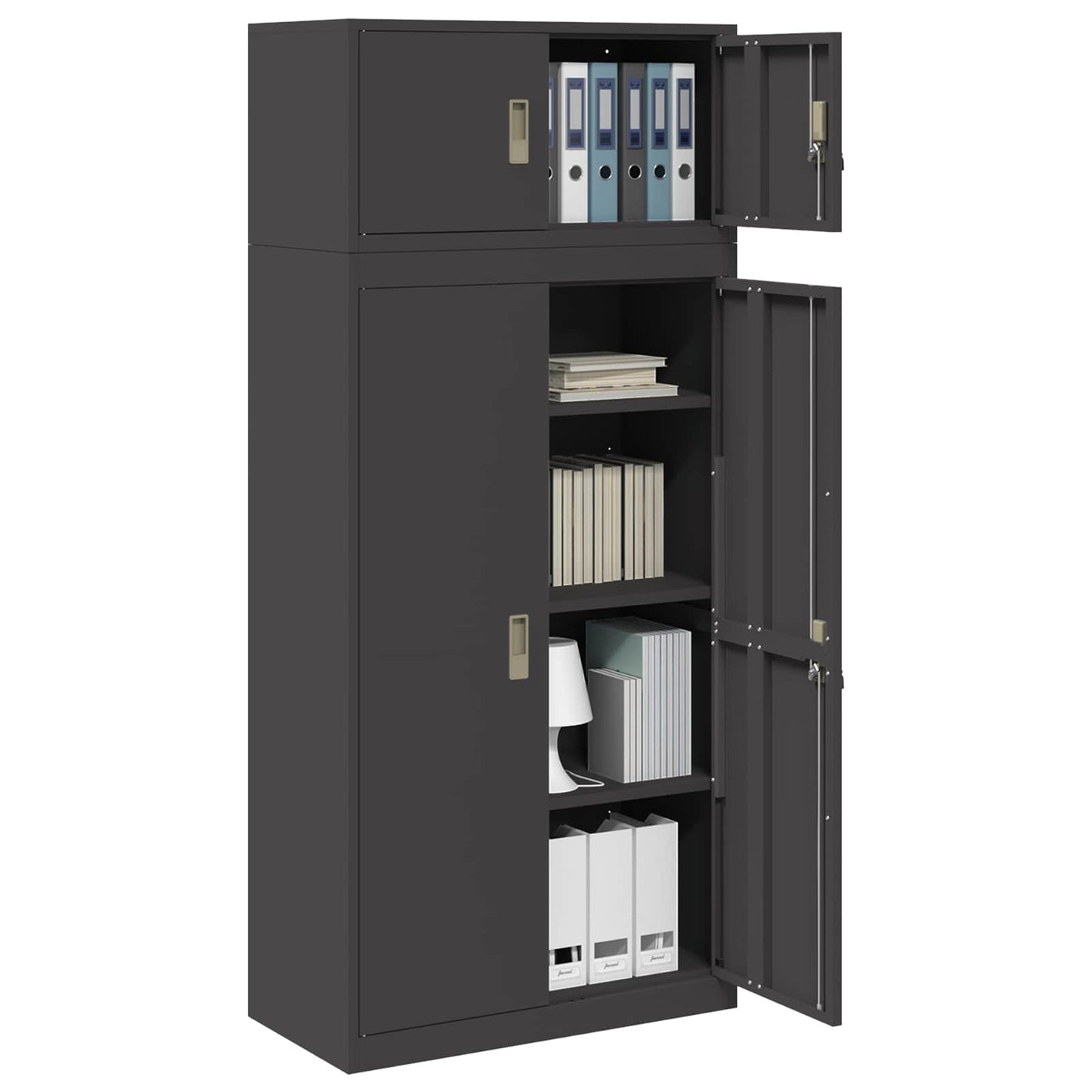 Storage Cabinet 2 pcs Black 80 x 40 x 180 cm Steel Lockable