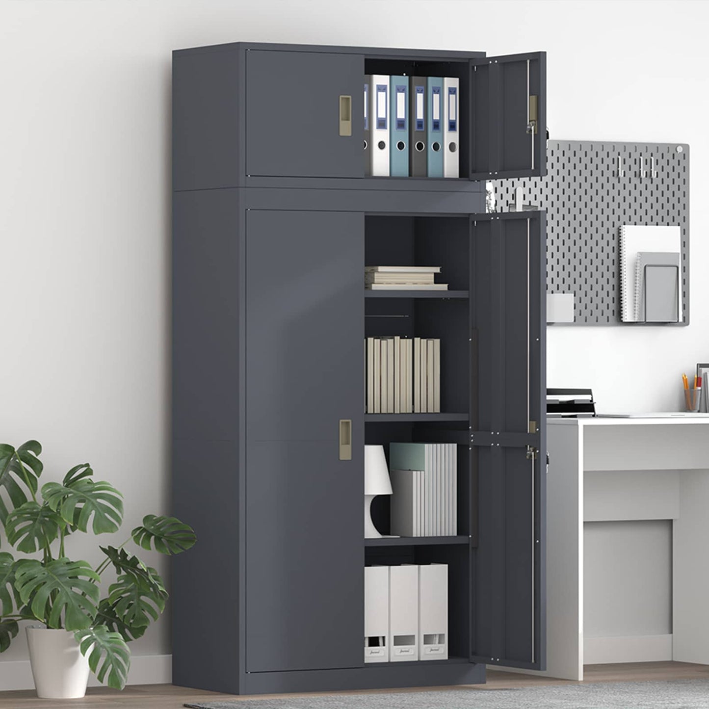 Storage Cabinet 2 pcs Anthracite 80 x 40 x 180 cm Steel