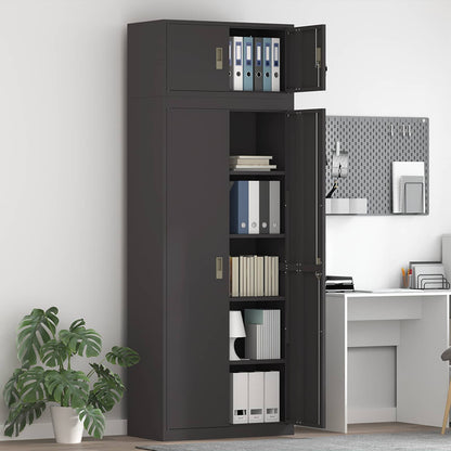 Storage Cabinet 2 pcs Black 80 x 40 x 220 cm Steel Lockable