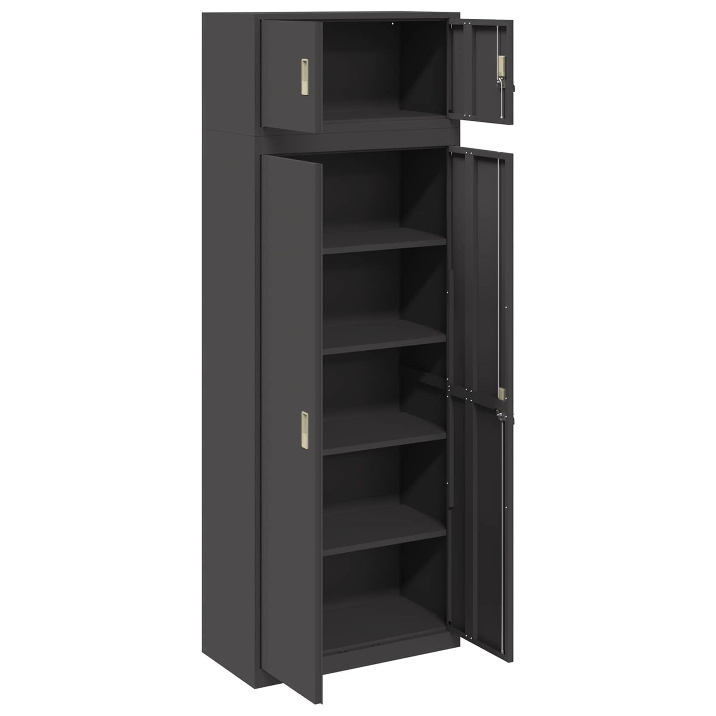 Storage Cabinet 2 pcs Black 80 x 40 x 220 cm Steel Lockable