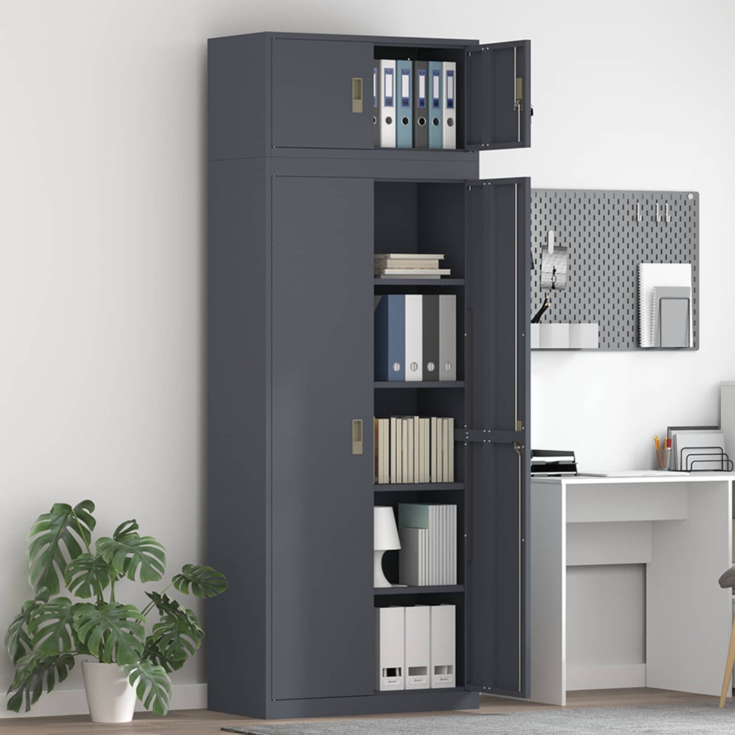 Storage Cabinet 2 pcs Anthracite 80 x 40 x 220 cm Steel