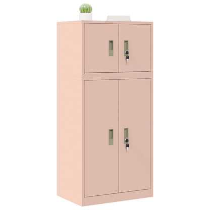 Storage Cabinet 2 pcs Pink 60 x 40 x 130 cm Steel Lockable
