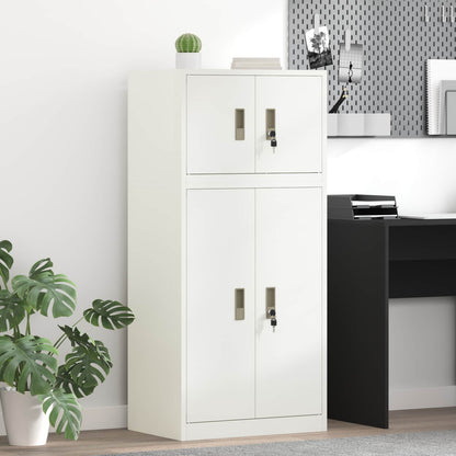 Storage Cabinet 2 pcs White 60 x 40 x 130 cm Steel Lockable