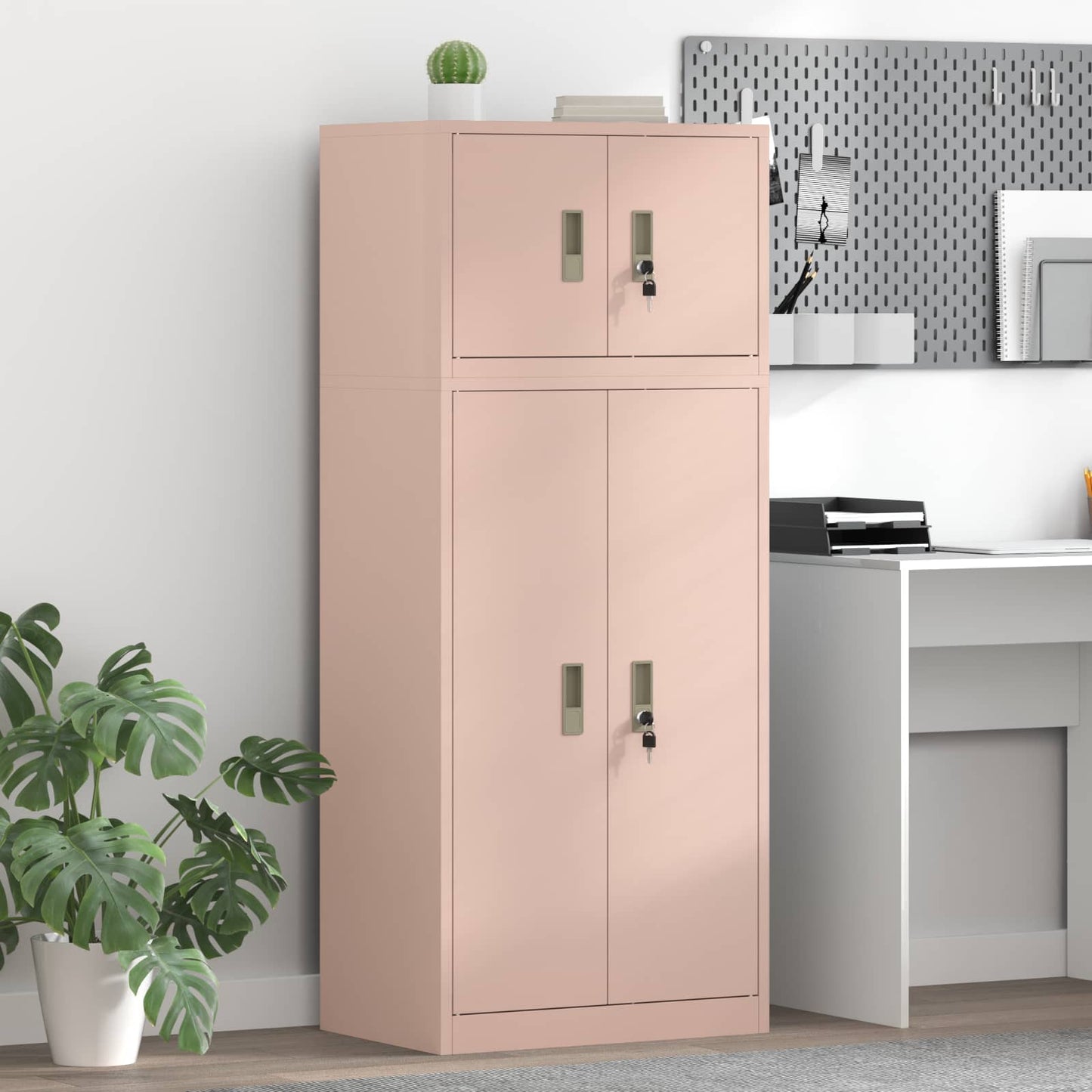 Storage Cabinet 2 pcs Pink 60 x 40 x 145 cm Steel Lockable