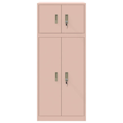 Storage Cabinet 2 pcs Pink 60 x 40 x 145 cm Steel Lockable