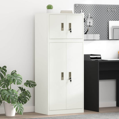 Storage Cabinet 2 pcs White 60 x 40 x 145 cm Steel Lockable