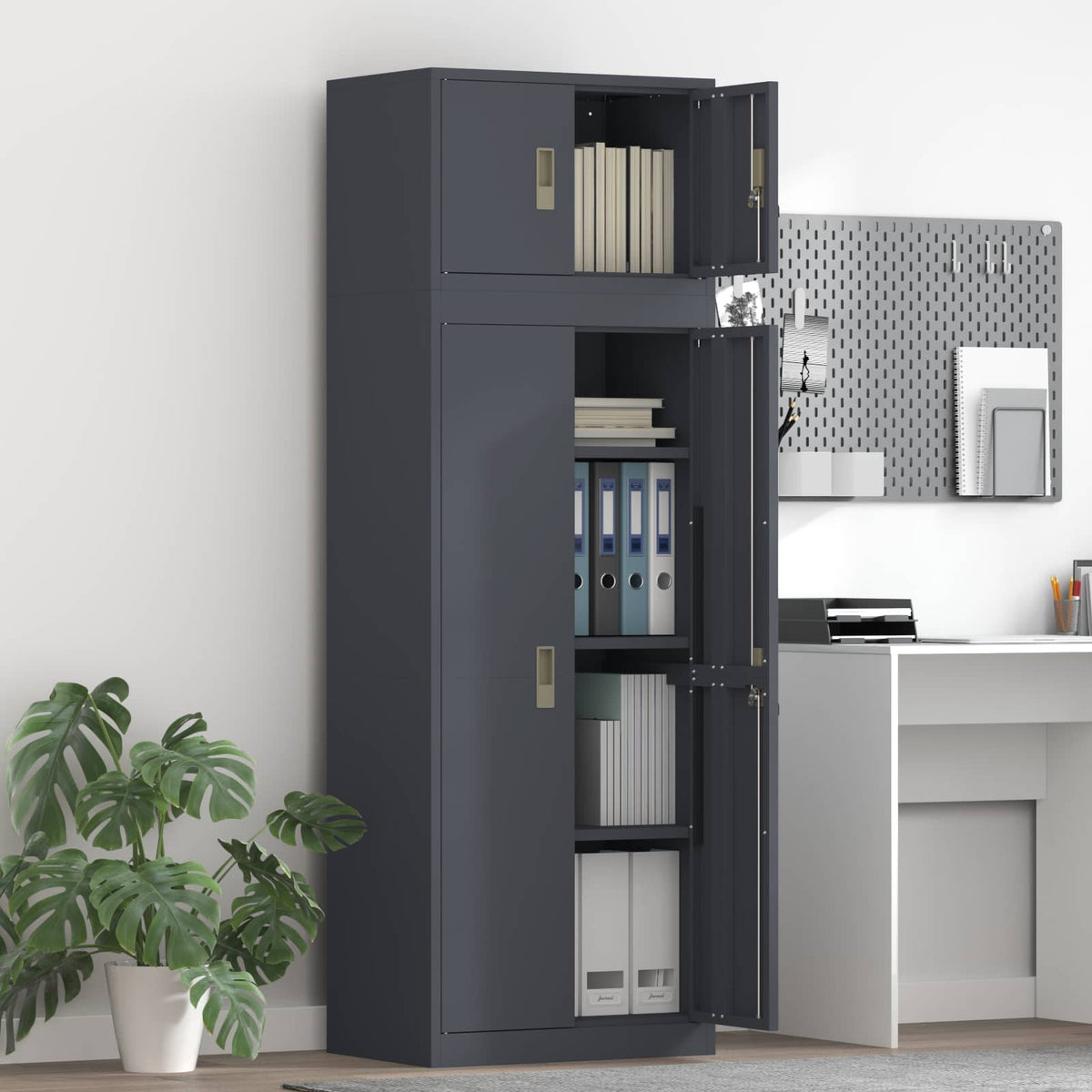 Storage Cabinet 2 pcs Anthracite 60 x 40 x 180 cm Steel