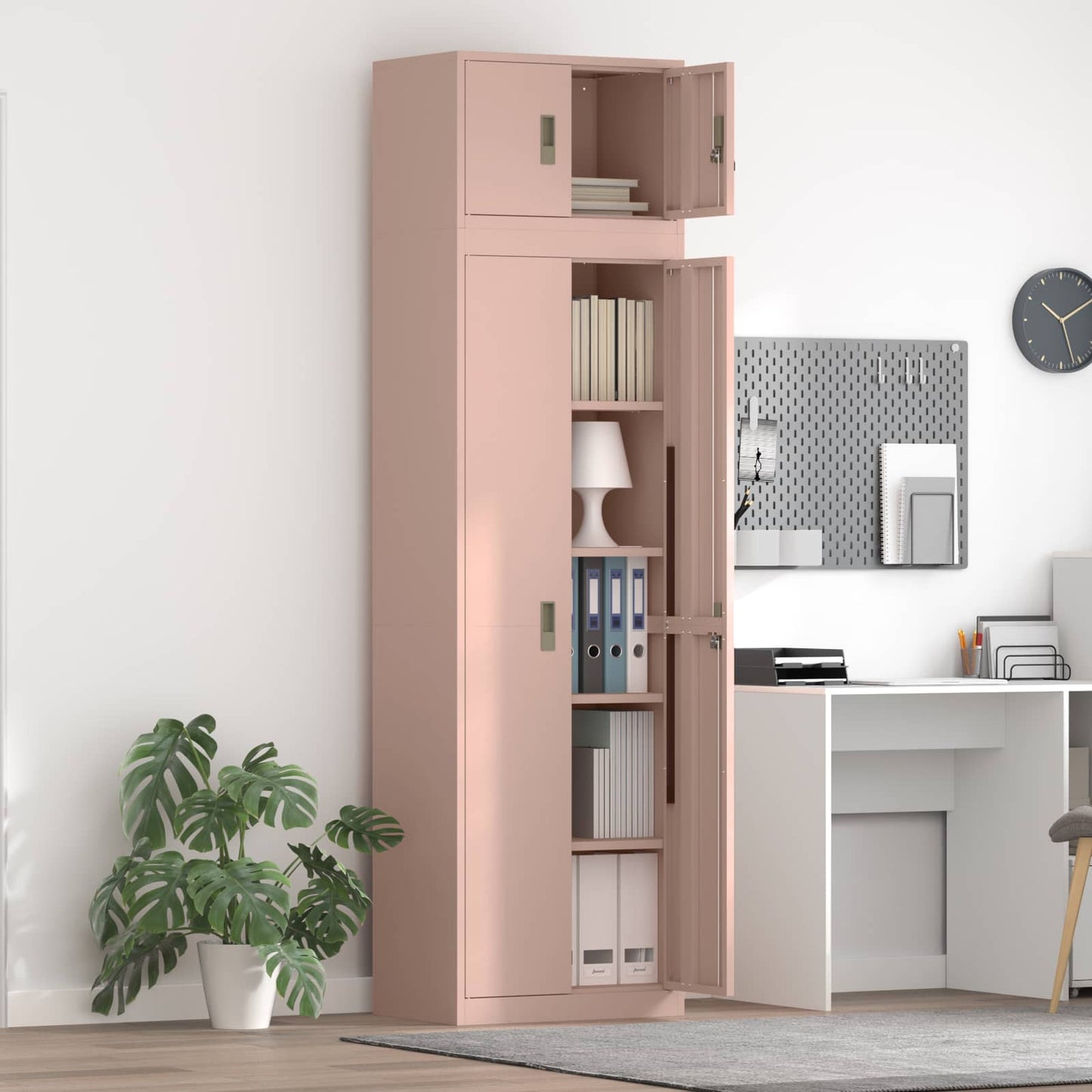 Storage Cabinet 2 pcs Pink 60 x 40 x 220 cm Steel Lockable