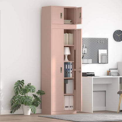 Storage Cabinet 2 pcs Pink 60 x 40 x 220 cm Steel Lockable