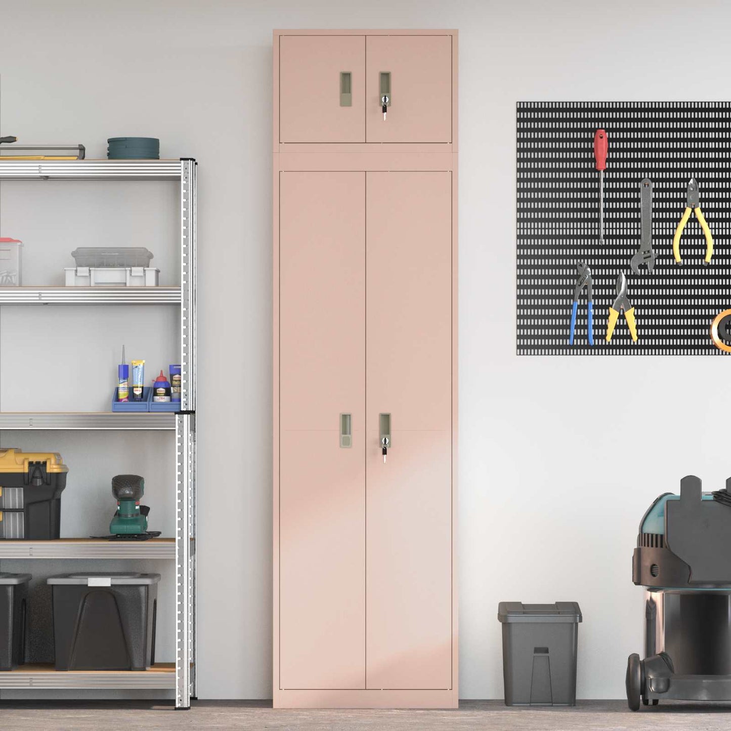 Storage Cabinet 2 pcs Pink 60 x 40 x 220 cm Steel Lockable