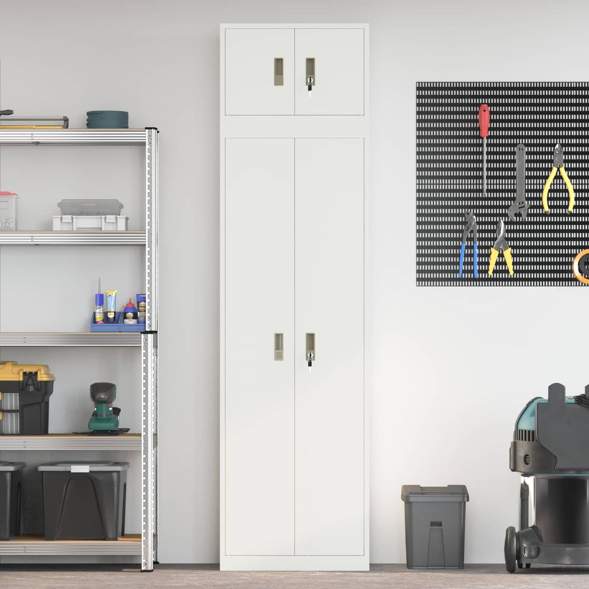 Storage Cabinet 2 pcs White 60 x 40 x 220 cm Steel Lockable