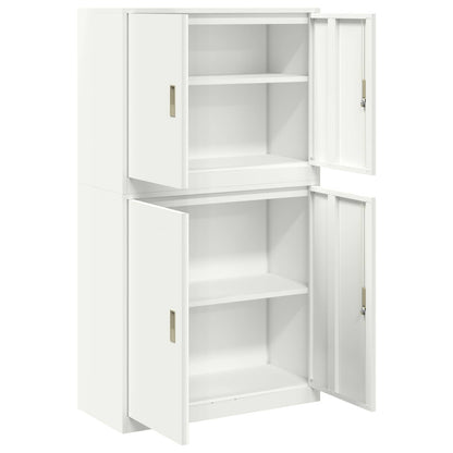 Storage Cabinet 2 pcs White 90 x 40 x 160 cm Steel Lockable