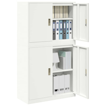 Storage Cabinet 2 pcs White 90 x 40 x 160 cm Steel Lockable