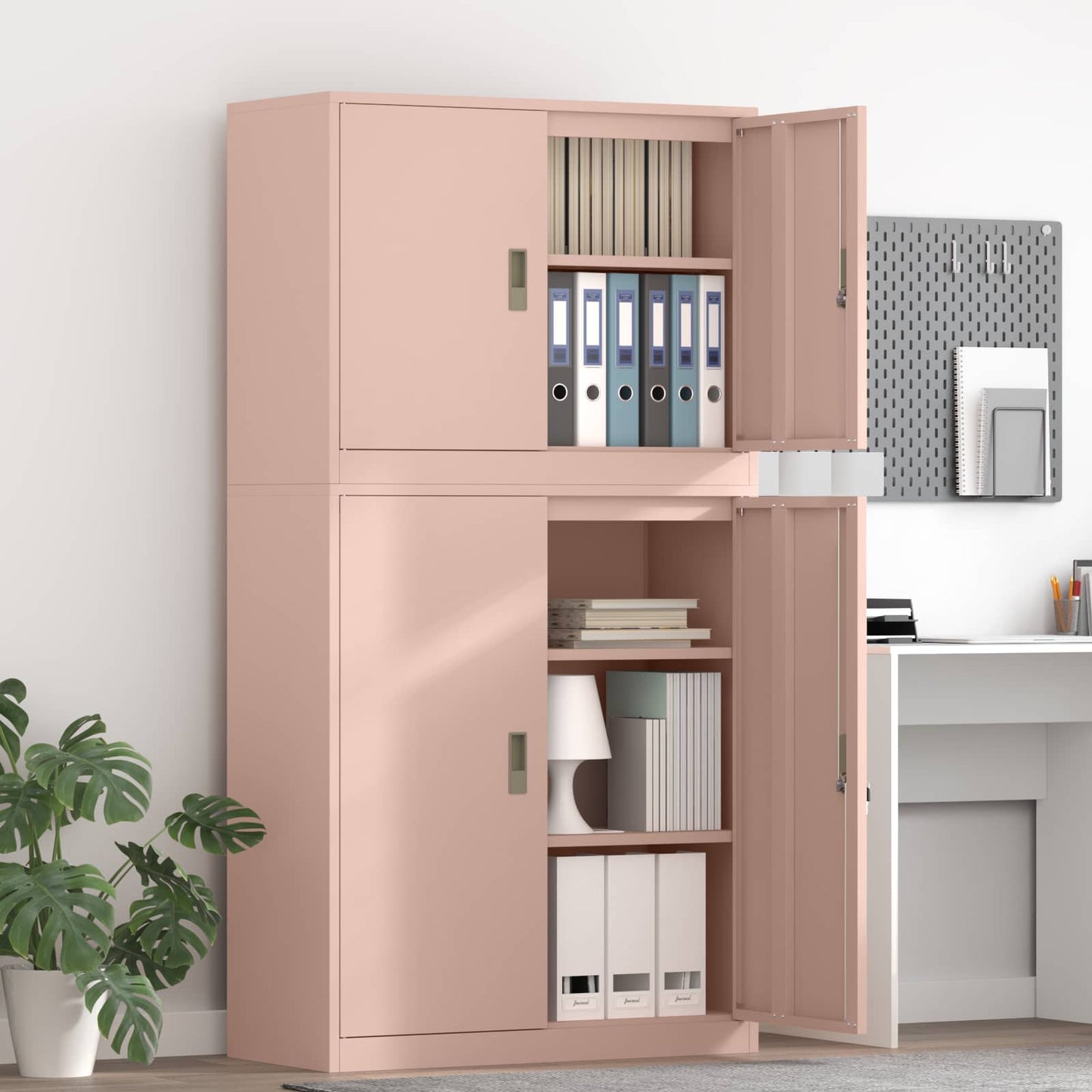 Storage Cabinet 2 pcs Pink 90 x 40 x 175 cm Steel Lockable