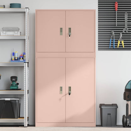 Storage Cabinet 2 pcs Pink 90 x 40 x 175 cm Steel Lockable
