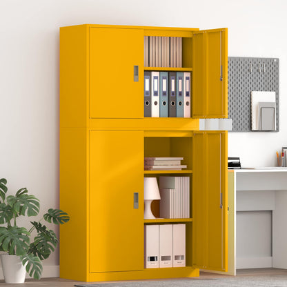 Storage Cabinet 2 pcs Mustard Yellow 90 x 40 x 175 cm Steel