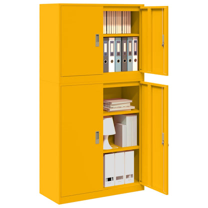 Storage Cabinet 2 pcs Mustard Yellow 90 x 40 x 175 cm Steel