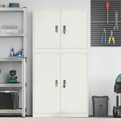 Storage Cabinet 2 pcs White 90 x 40 x 175 cm Steel Lockable