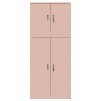 Storage Cabinet 2 pcs Pink 90 x 40 x 210 cm Steel Lockable