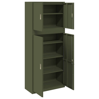 Storage Cabinet 2 pcs Olive Green 90 x 40 x 210 cm Steel