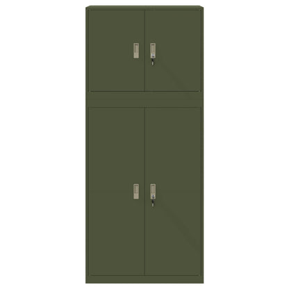 Storage Cabinet 2 pcs Olive Green 90 x 40 x 210 cm Steel