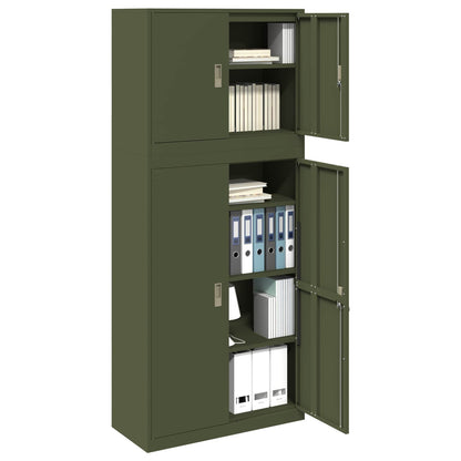 Storage Cabinet 2 pcs Olive Green 90 x 40 x 210 cm Steel