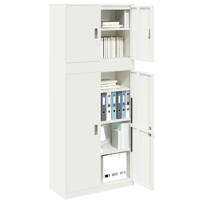 Storage Cabinet 2 pcs White 90 x 40 x 210 cm Steel Lockable