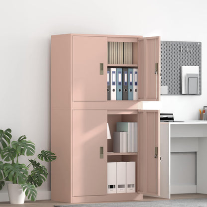 Storage Cabinet 2 pcs Pink 80 x 40 x 160 cm Steel Lockable