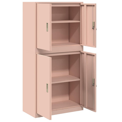 Storage Cabinet 2 pcs Pink 80 x 40 x 160 cm Steel Lockable