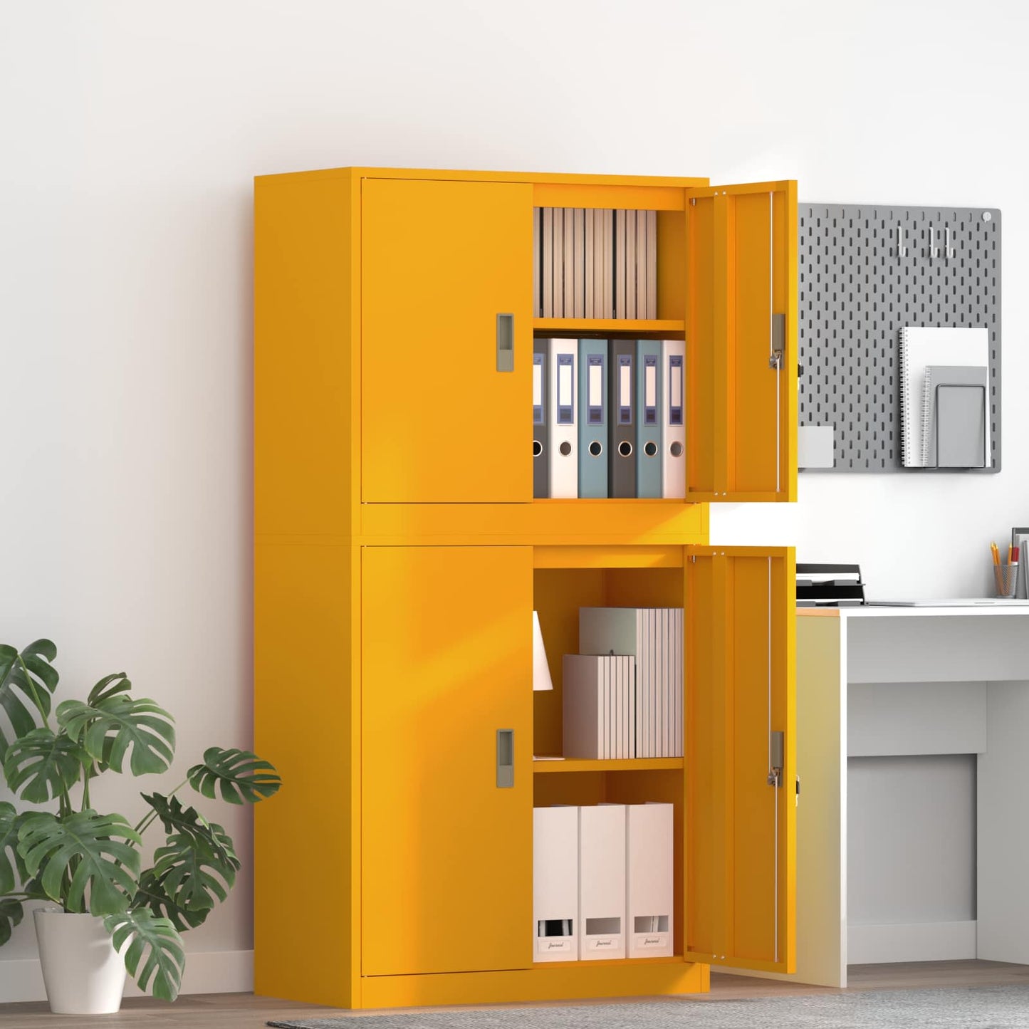 Storage Cabinet 2 pcs Mustard Yellow 80 x 40 x 160 cm Steel