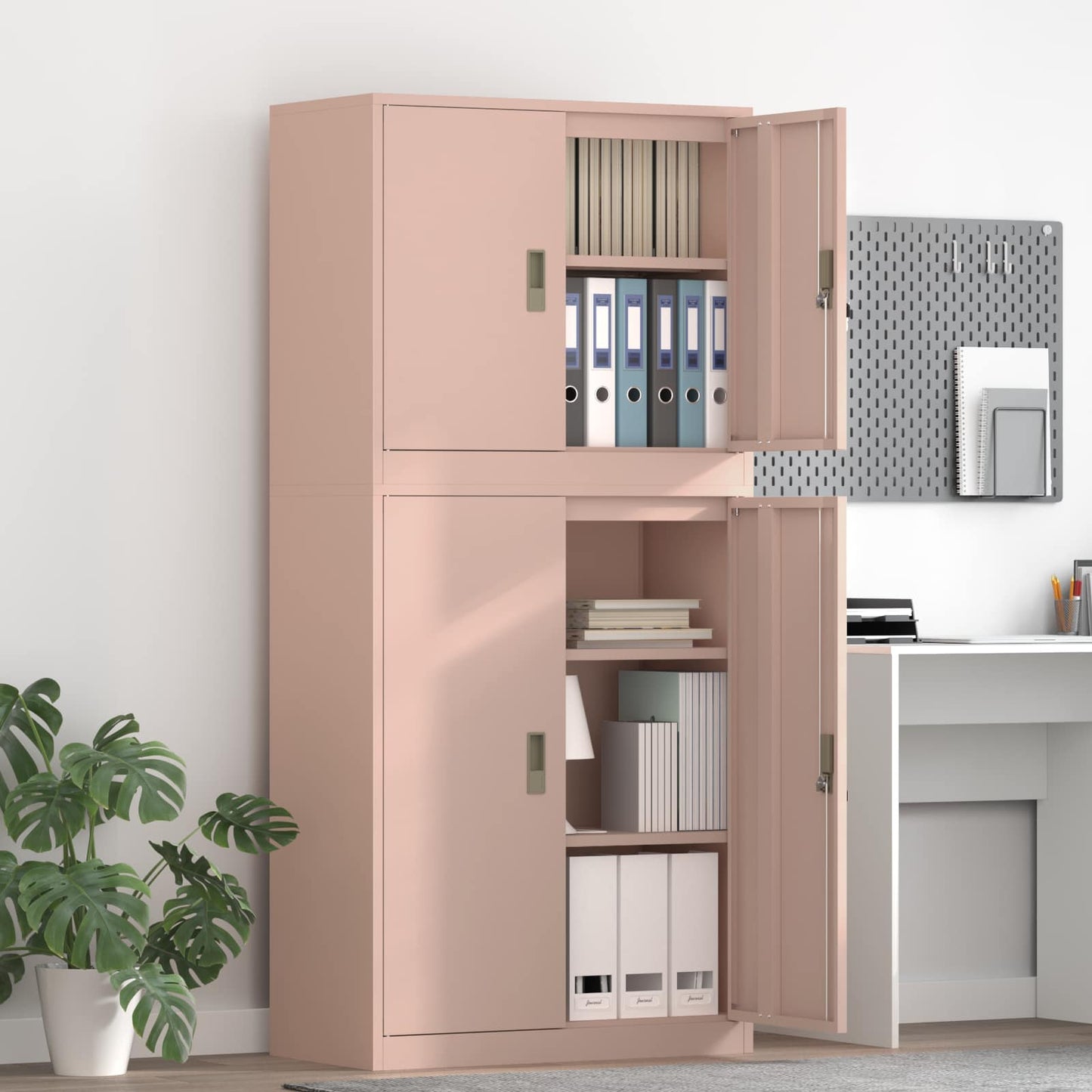 Storage Cabinet 2 pcs Pink 80 x 40 x 175 cm Steel Lockable