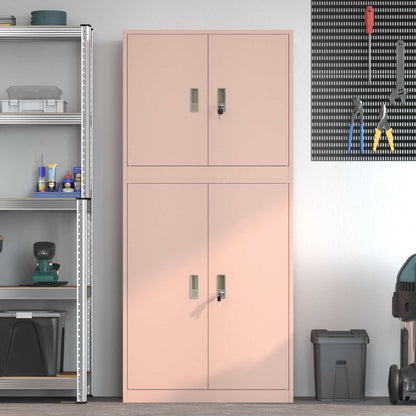 Storage Cabinet 2 pcs Pink 80 x 40 x 175 cm Steel Lockable