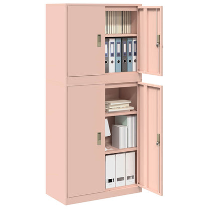 Storage Cabinet 2 pcs Pink 80 x 40 x 175 cm Steel Lockable