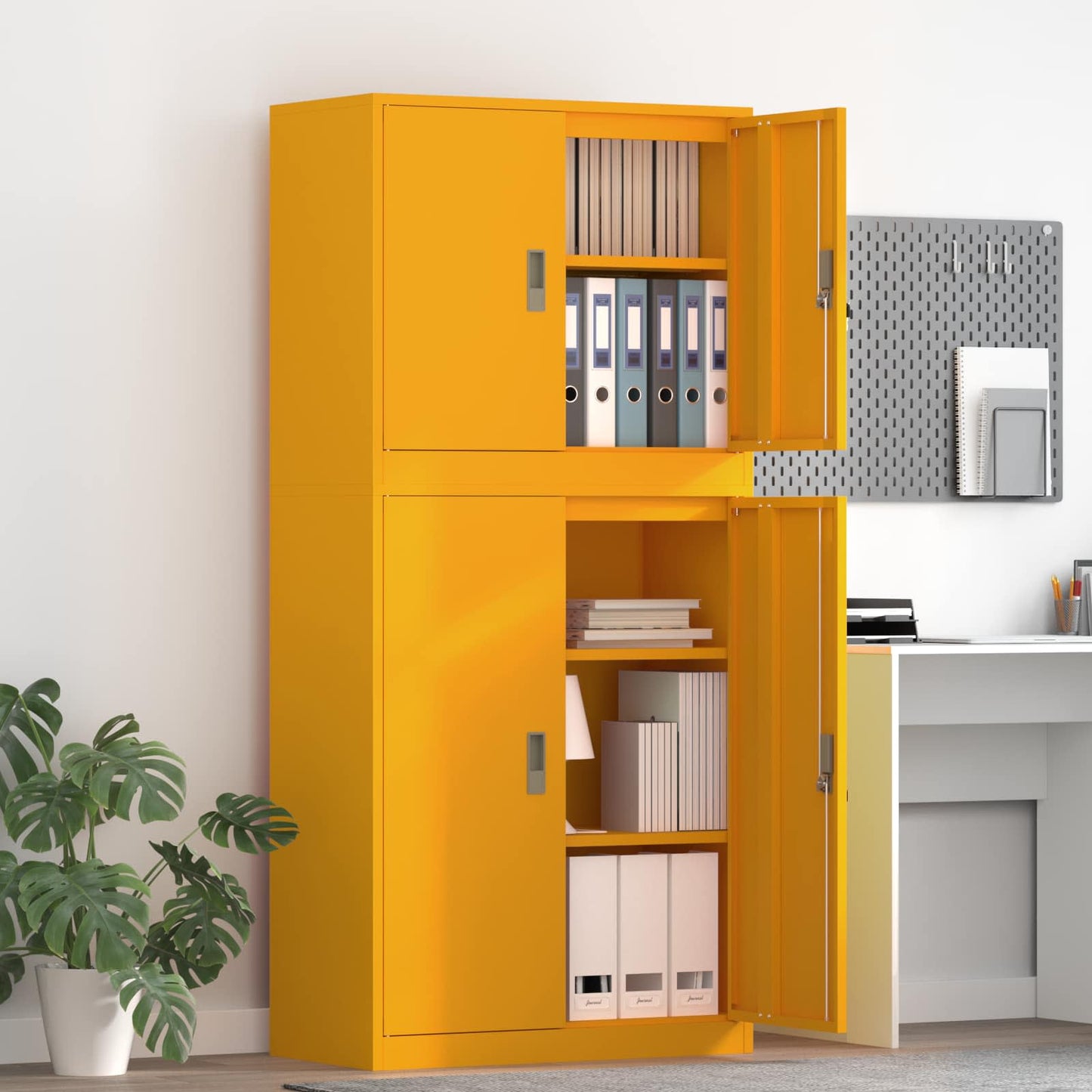 Storage Cabinet 2 pcs Mustard Yellow 80 x 40 x 175 cm Steel