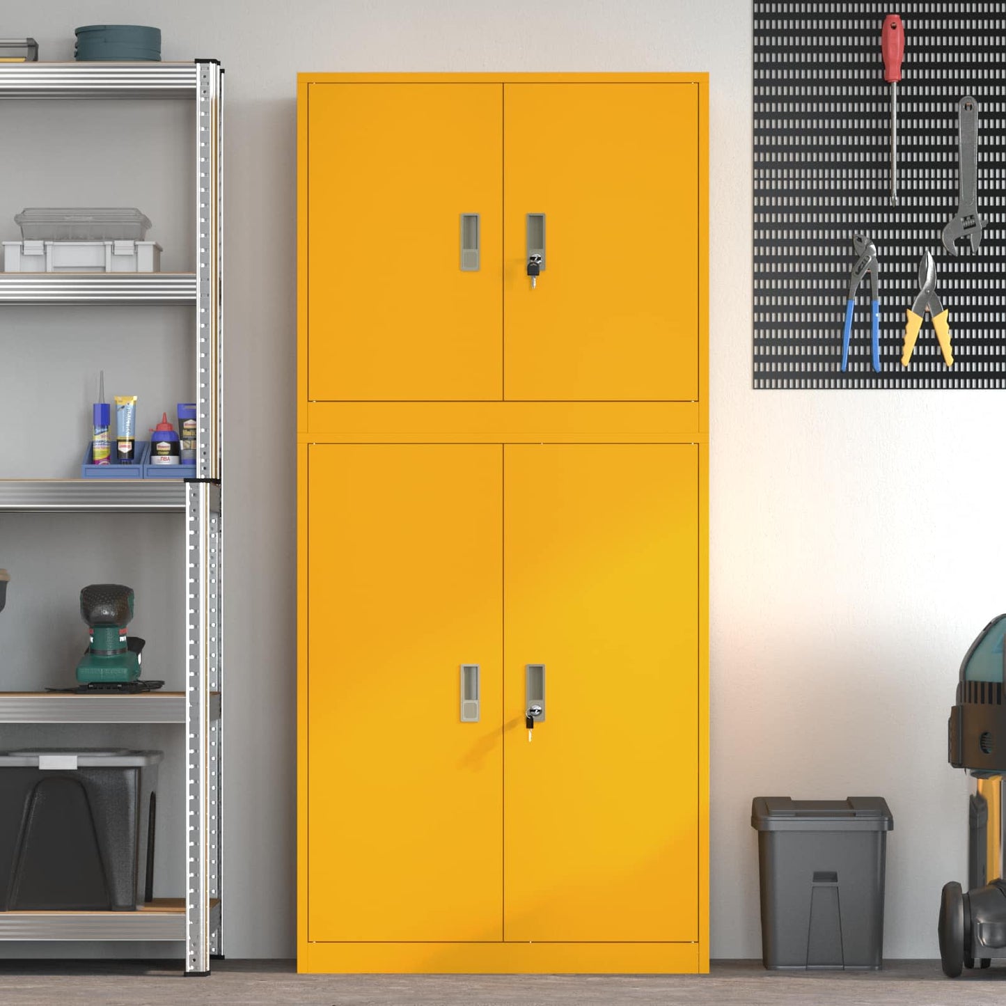 Storage Cabinet 2 pcs Mustard Yellow 80 x 40 x 175 cm Steel