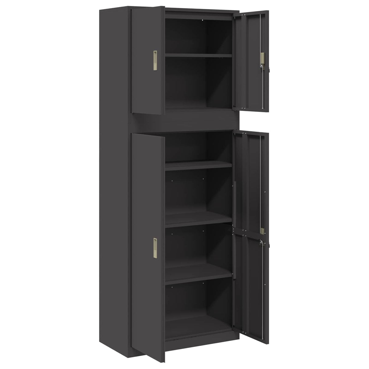 Storage Cabinet 2 pcs Black 80 x 40 x 210 cm Steel Lockable