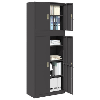 Storage Cabinet 2 pcs Black 80 x 40 x 210 cm Steel Lockable