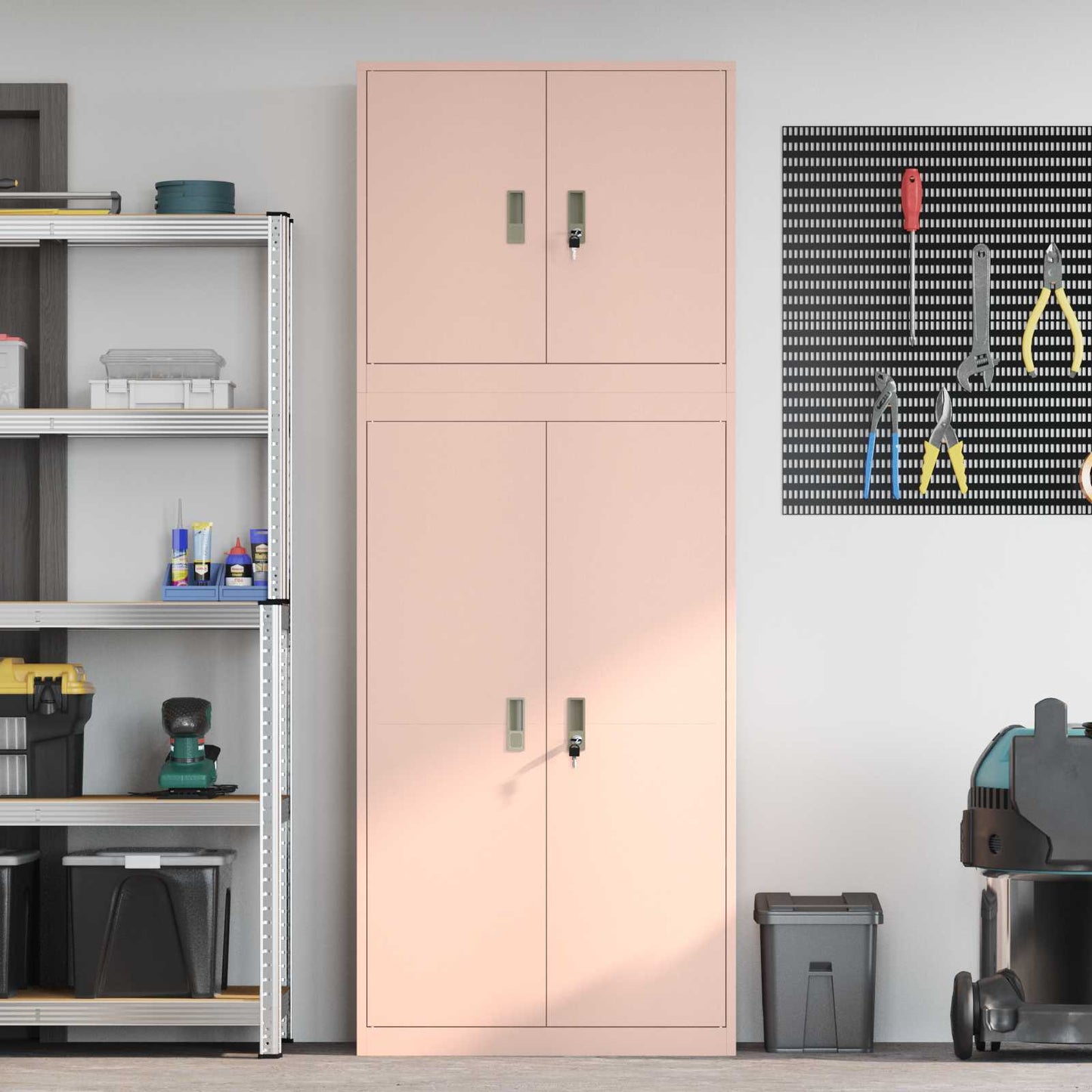 Storage Cabinet 2 pcs Pink 80 x 40 x 210 cm Steel Lockable