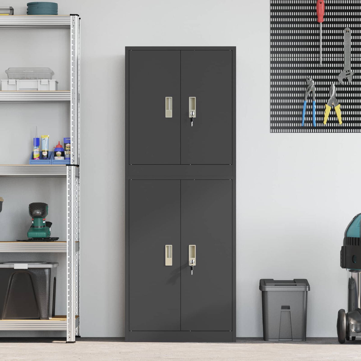 Storage Cabinet 2 pcs Black 60 x 40 x 160 cm Steel Lockable