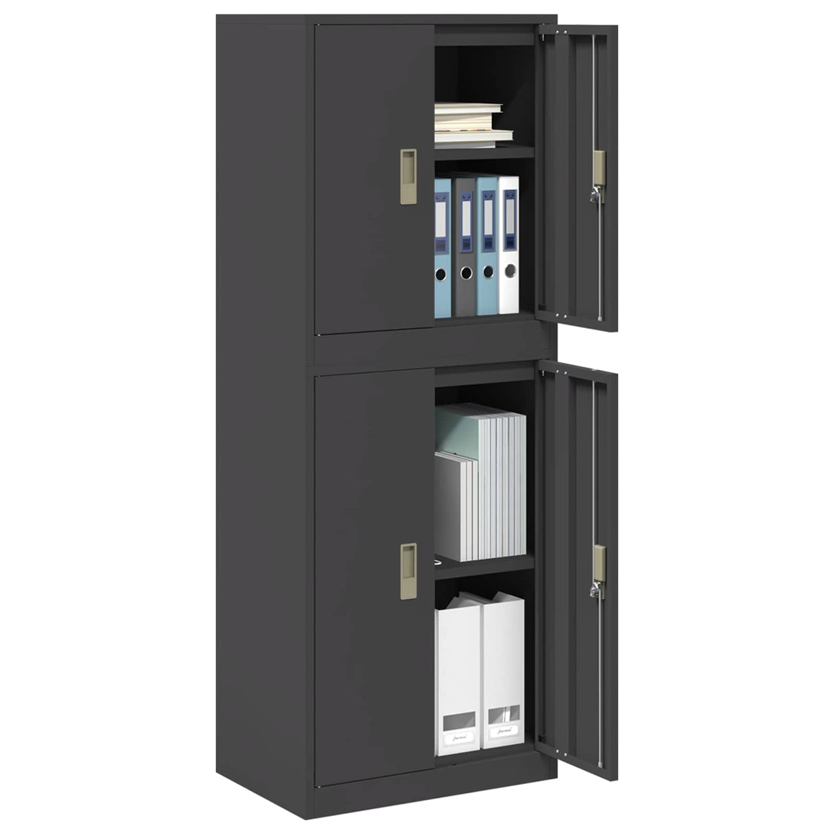 Storage Cabinet 2 pcs Black 60 x 40 x 160 cm Steel Lockable