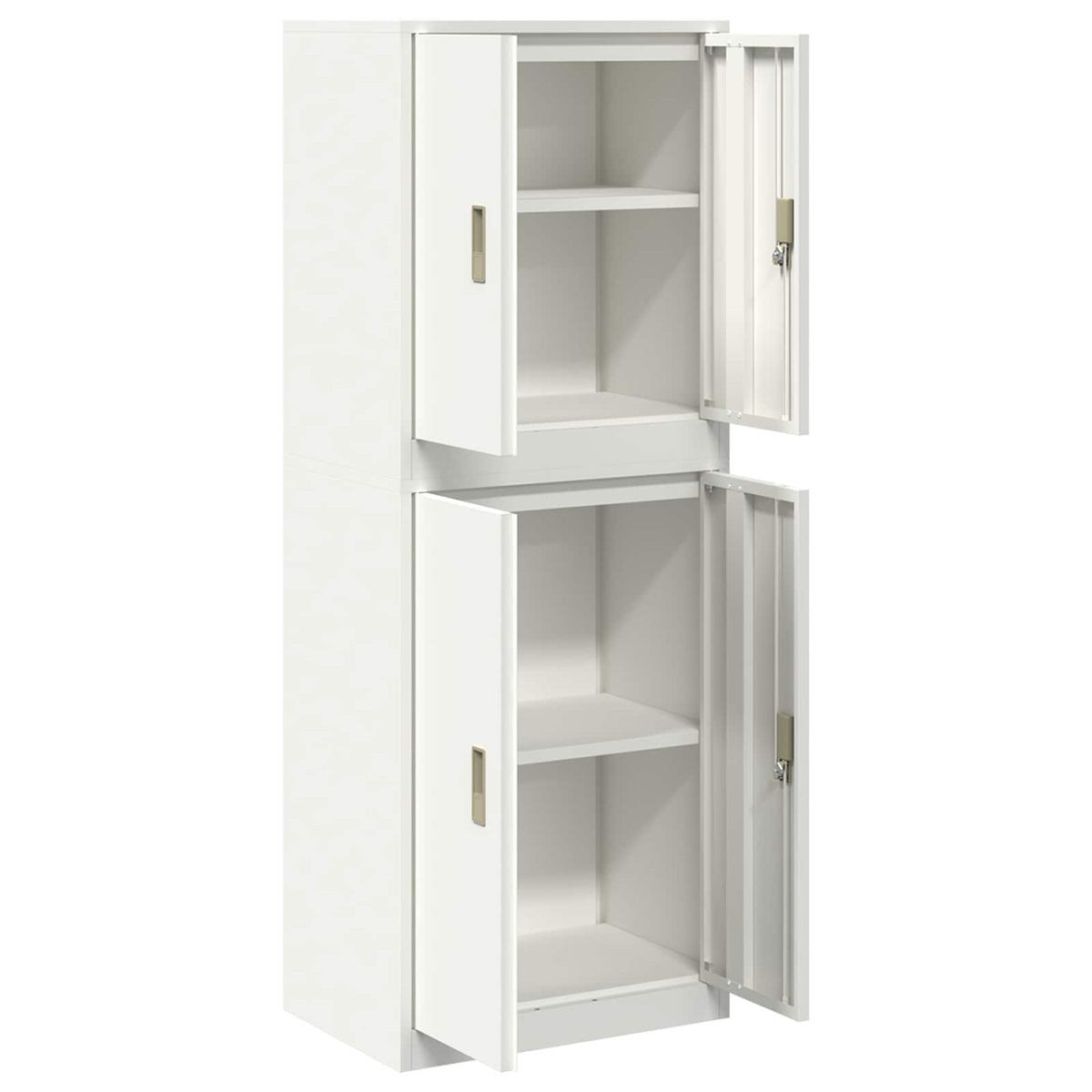 Storage Cabinet 2 pcs White 60 x 40 x 160 cm Steel Lockable