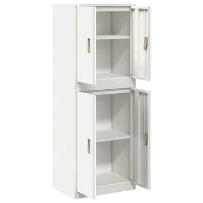 Storage Cabinet 2 pcs White 60 x 40 x 160 cm Steel Lockable