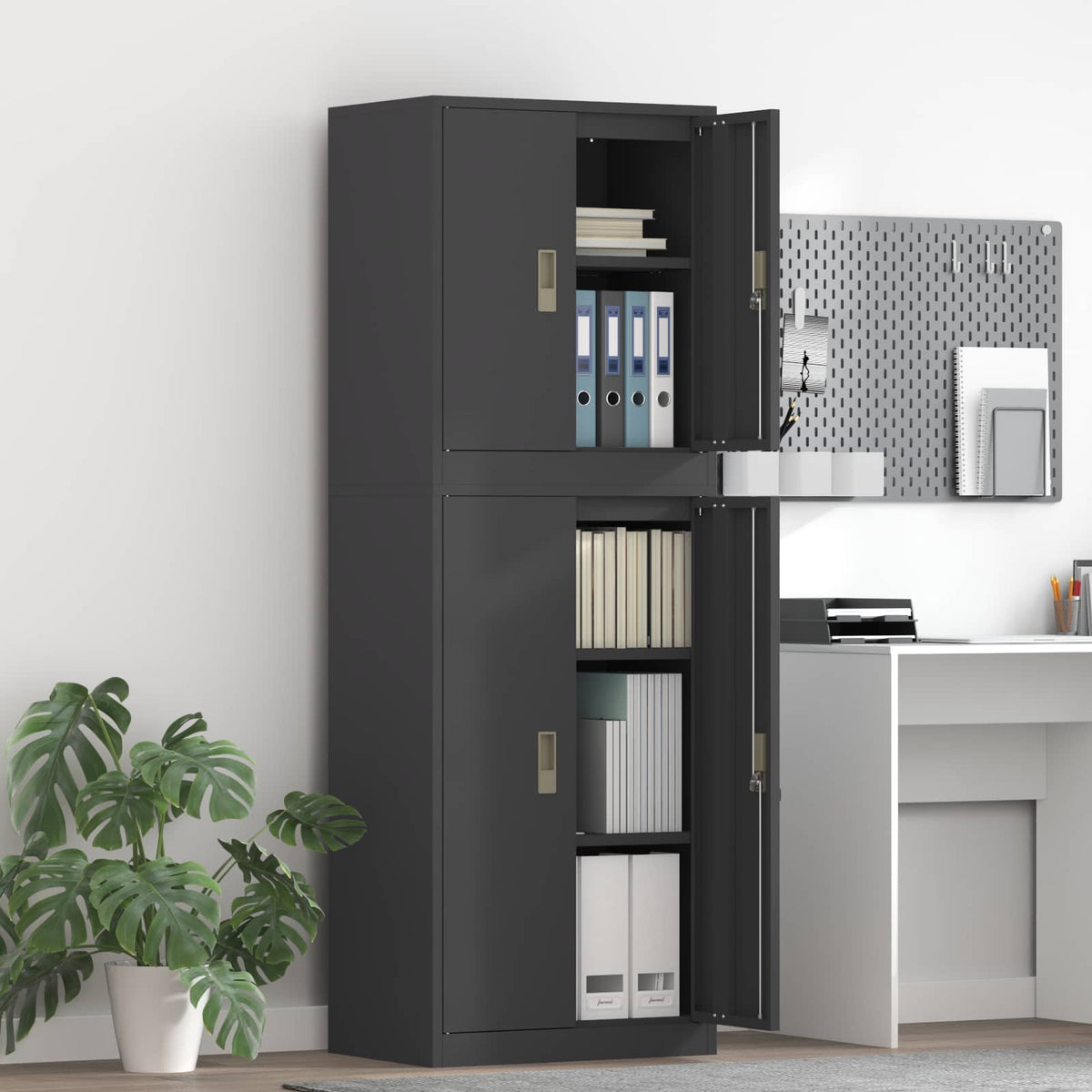 Storage Cabinet 2 pcs Black 60 x 40 x 175 cm Steel Lockable