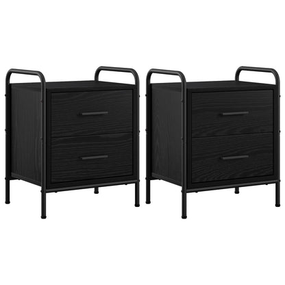 Bedside Cabinet 2 pcs Black Oak 40 x 30 x 50 cm Engineered Wood