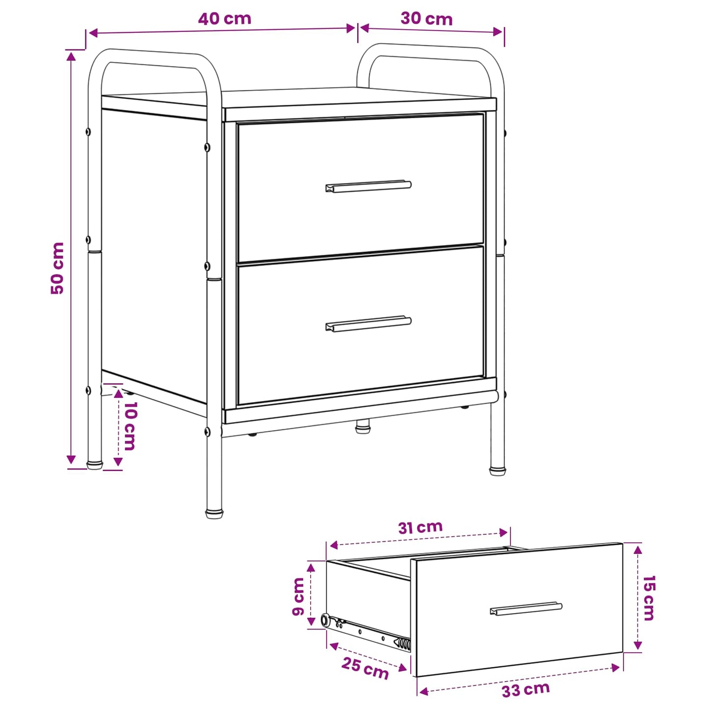 Bedside Cabinet Smoked Oak 40 x 30 x 50 cm Engineered Wood