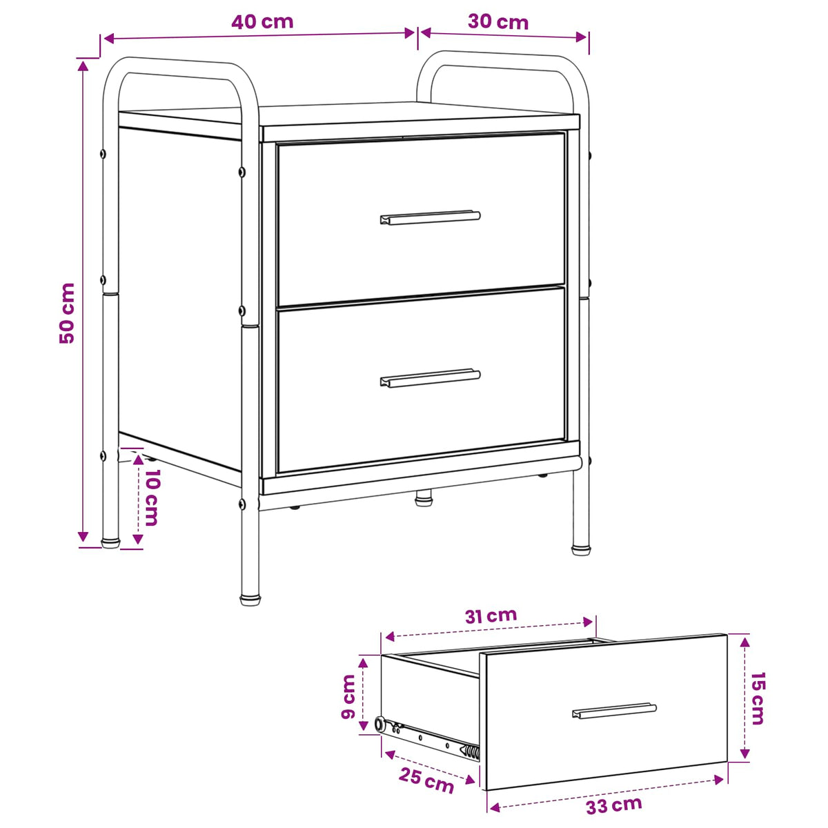 Bedside Cabinet Artisan Oak 40 x 30 x 50 cm Engineered Wood