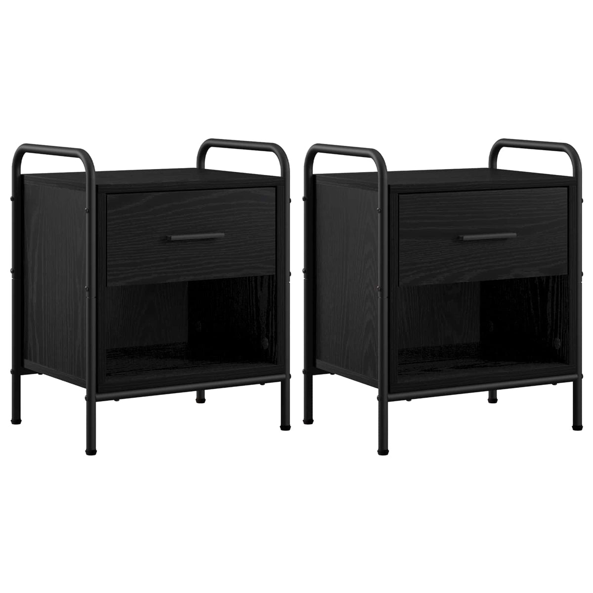 Bedside Cabinet 2 pcs Black Oak 40 x 30 x 50 cm Engineered Wood