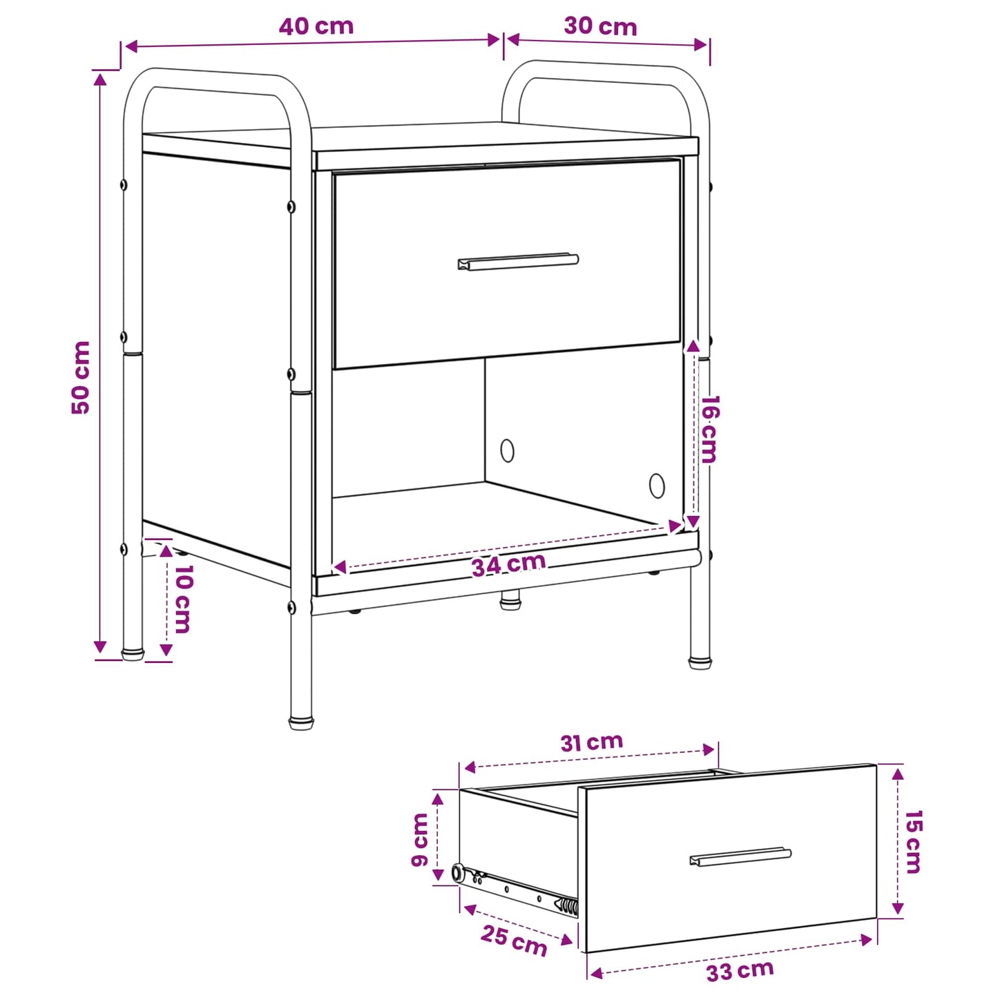 Bedside Cabinet 2 pcs Black Oak 40 x 30 x 50 cm Engineered Wood